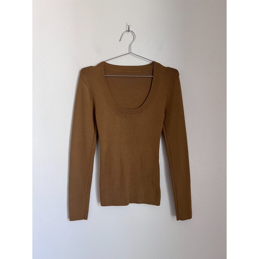Pixie Market Scoop Neck Knit Top in Chai Tea Size SMALL